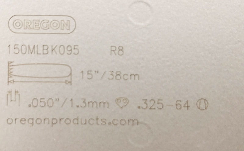 Oznaczenia na prowadnicy Oregon 150MLBK095